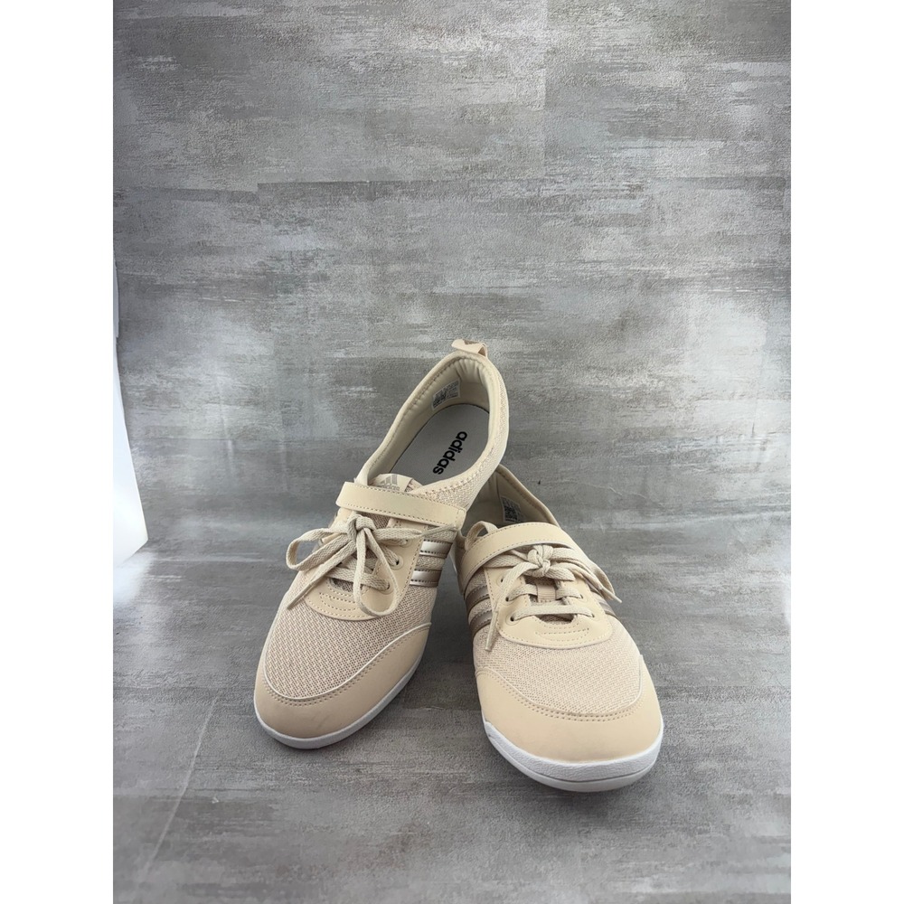 Adidas Neo Piona Women Sz 9.5 Beige Gold Mesh Ballet Flat Sneakers SHW675001
